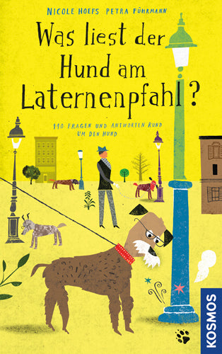 What is the dog reading at the lamppost