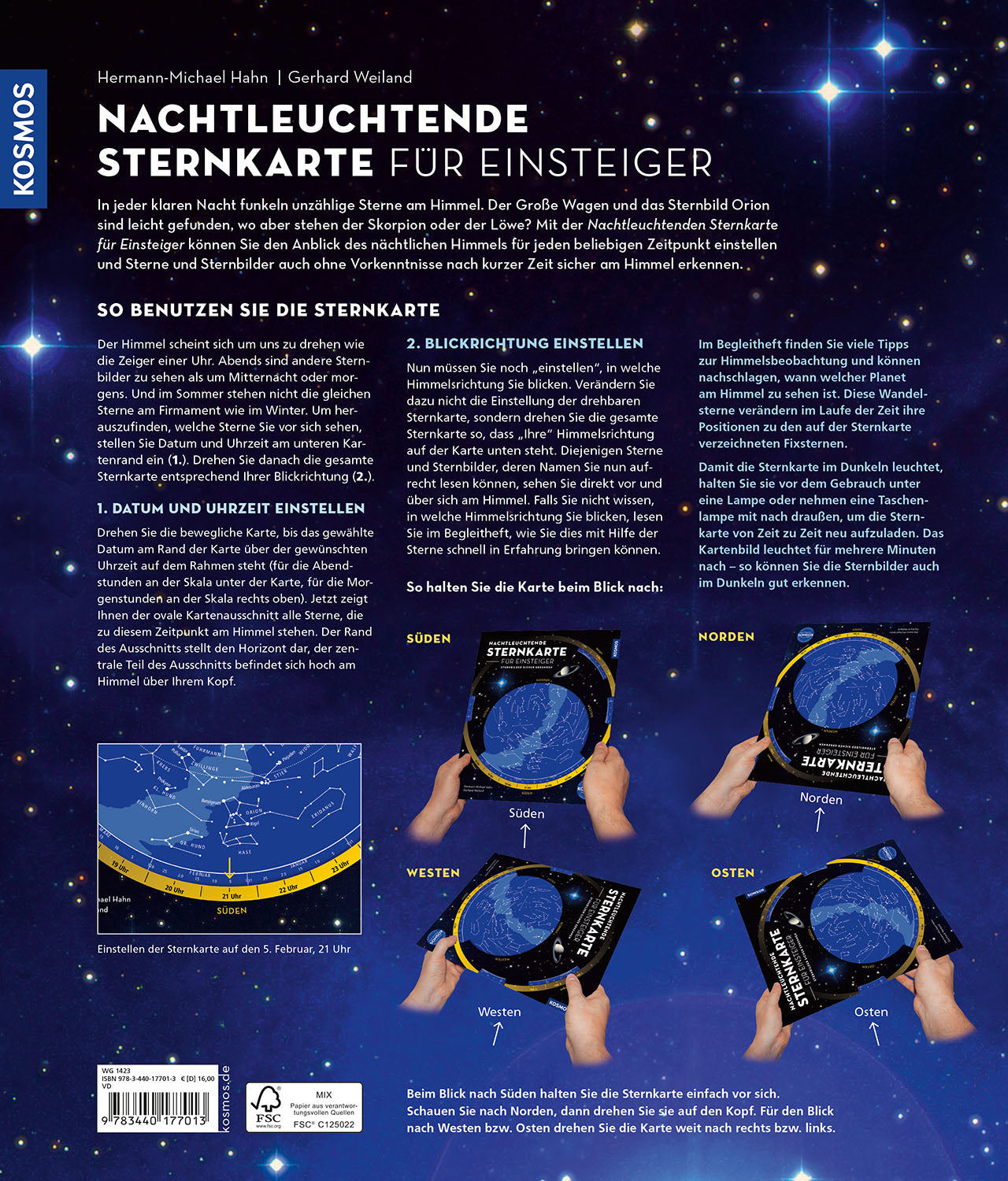 Nachtleuchtende Sternkarte für Einsteiger