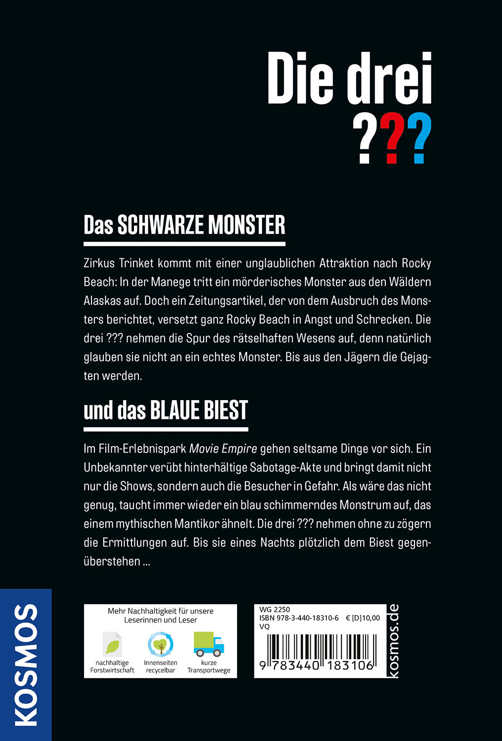 Die drei ???, Das schwarze Monster / und das blaue Biest (Doppelband)