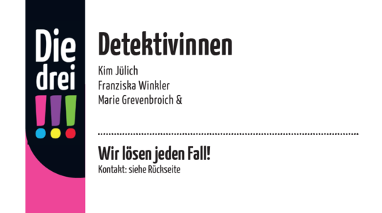 Die drei !!! & du – Visitenkarten