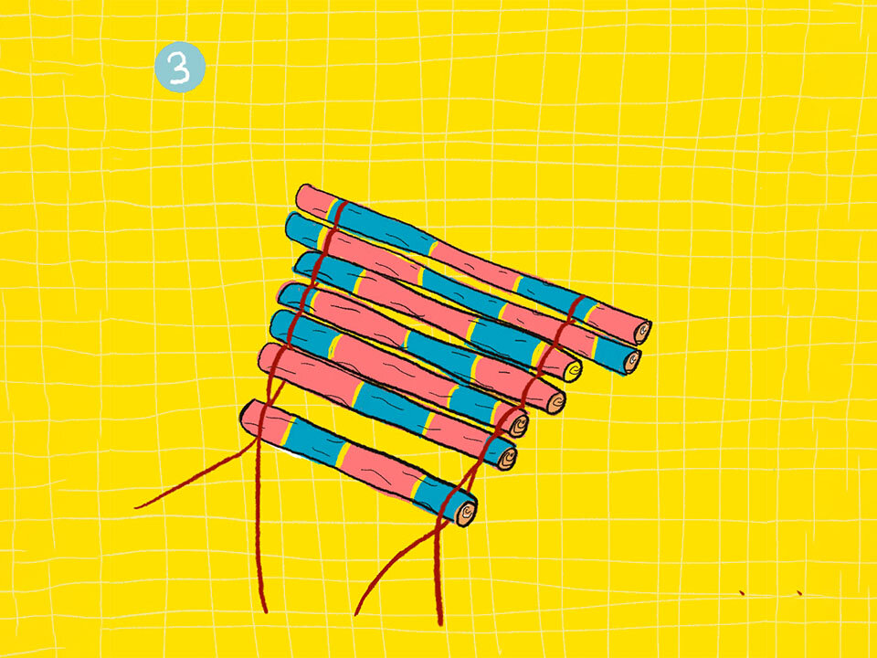 Schritt 3: Hölzer mit Stickgarn verbinden