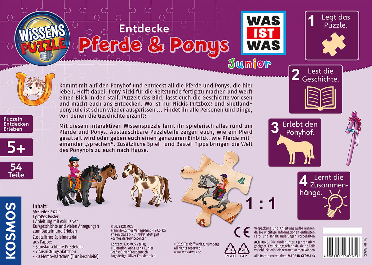 Wissenspuzzle WAS IST WAS Junior - Entdecke Pferde und Ponys